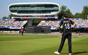 Trent Boult playing for the New Zealand Black Caps v Australia at Lord's. ICC Cricket World Cup