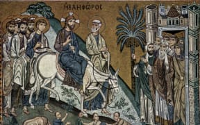 Entry of Christ into Jerusalem, by Meister der Palastkapelle (Palermo c.1150)