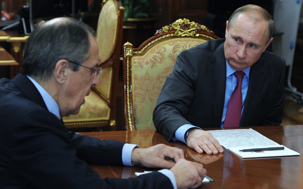 Russia Vladimir Putin, right, and Russian Minister of Foreign Affairs Sergey Lavrov during a meeting in the Kremlin.