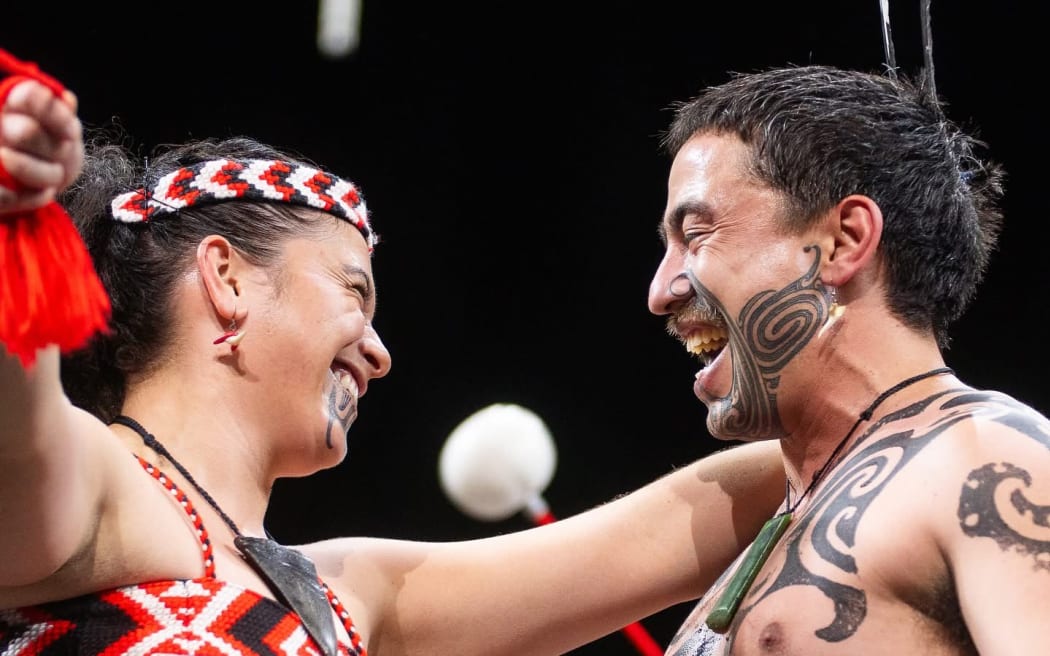 Five-time Te Matatini champions Te Waka Huia perform at the Tāmaki Hakangāhau 2025.