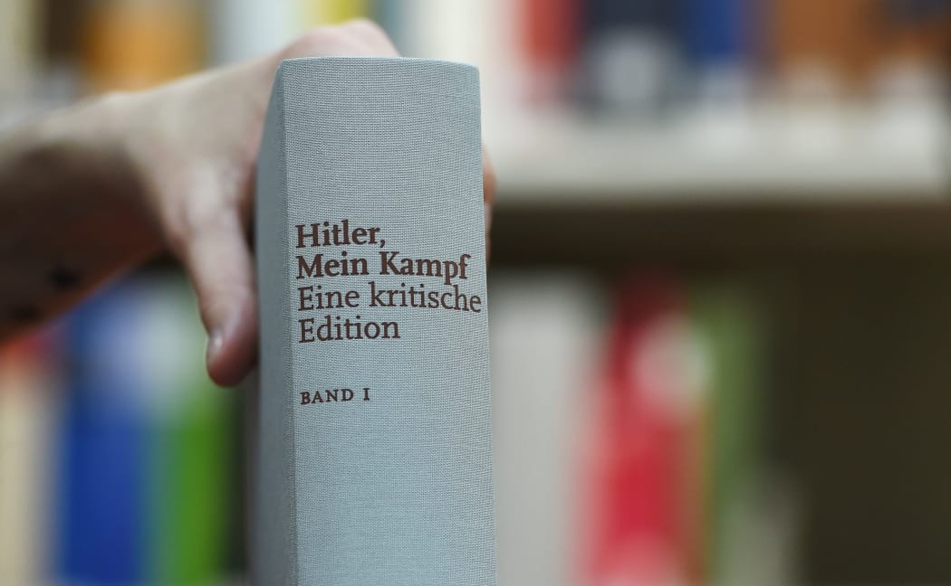 A copy of an annotated version of Adolf Hitler's book "Mein Kampf".