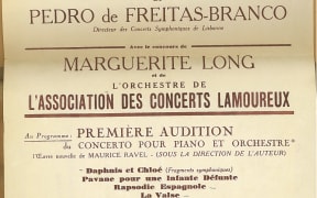 Poster for première of Ravel's Piano Concerto in G