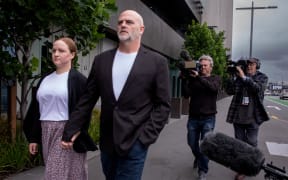 Hannah Spierer and Kelvyn Alp leave the High Court at Christchurch, 7 December 2022.