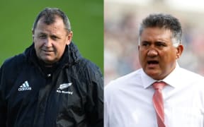 All Blacks assistant coach Ian Foster and Japan head coach Jamie Joseph.