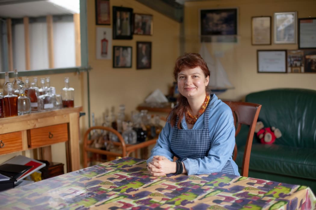 Victoria Kirichuk in the distillery based at her home in Puhoi.