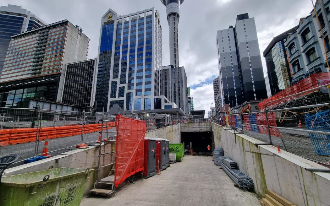 The entrance to Te Waihorotiu train station which is set to be completed in 2025.