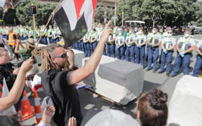 Day 15 Police at Covid convoy protest Parliament, Wellington on 22 February 2022.