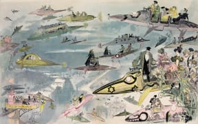 A Trip to The Opera in the year 2000 by Albert Robida (14 May 1848 – 11 October 1926), a French illustrator, etcher, lithographer, caricaturist, and novelist.), a French illustrator, etcher, lithographer, caricaturist, and novelist.