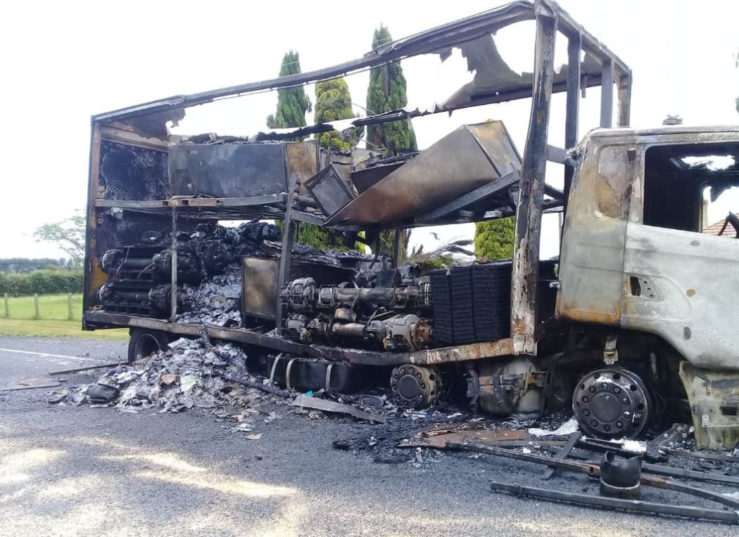 A clean-up is underway at State Highway 27 after truck went up in flames.