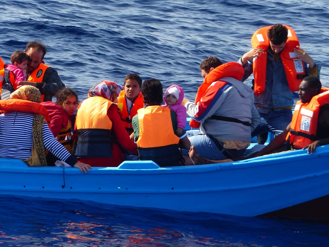 Refugees in lifeboat