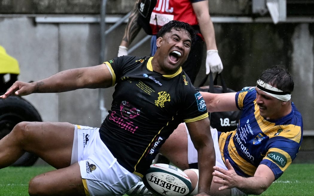 Julian Savea of Wellington celebrates a try  during the NPC Final - Wellington v Bay of Plenty at Sky Stadium, Wellington, New Zealand on Saturday 26 October 2024.                                                                    
Copyright photo: Masanori Udagawa /  www.photosport.nz