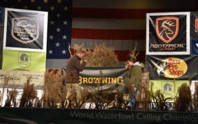 Hunter Morrow and Holly Irvine at the World Waterfowl Calling Championships.