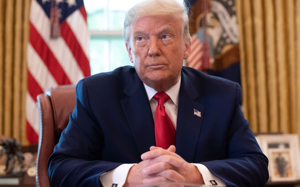 US President Donald Trump speaks during an event commemorating the repatriation of Native American remains and artifacts from Finland in the Oval Office of the White House in Washington, DC, September 17, 2020.