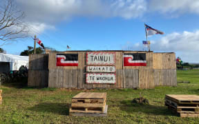 Ihumātao occupiers gathered to mark a year since the eviction notice for the disputed land was served, 23 July 2020.