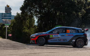 Hayden Paddon on the Tour de Corse, 2016.