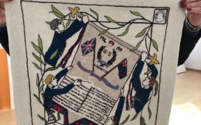 A panel stitched by recovering soldiers in the UK.