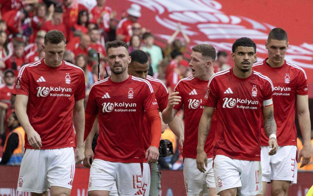 Chris Wood with his Nottingham Forest team-mates, 2025.