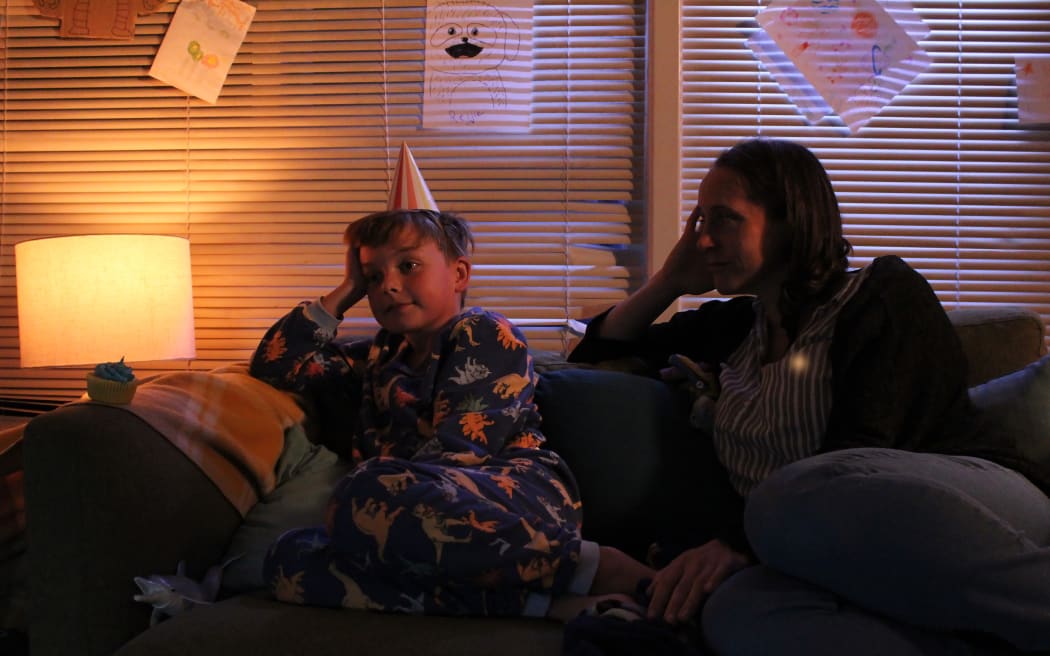 Jett Iles (Ethan), left. Marion Prebble (Aunt Olivia), right.