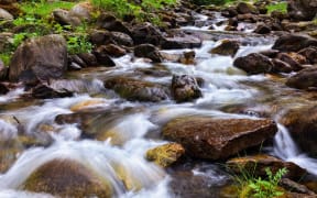 water running over rocks