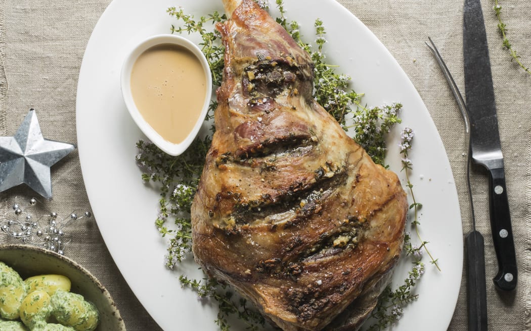 Christmas dinner lamb meal.