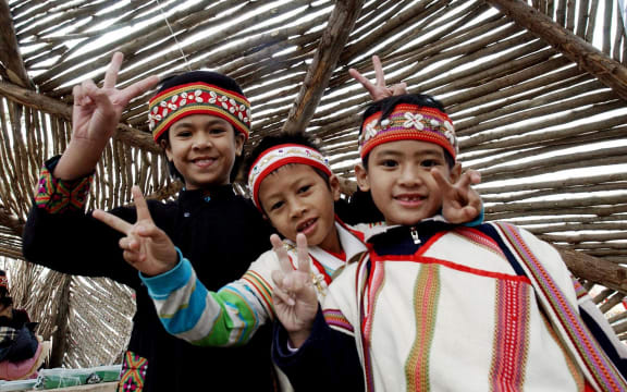A group of Austronesian children in Taiwan.