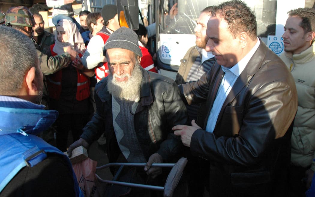 Elderly people, women and children were evacuated on the first day of a ceasefire.