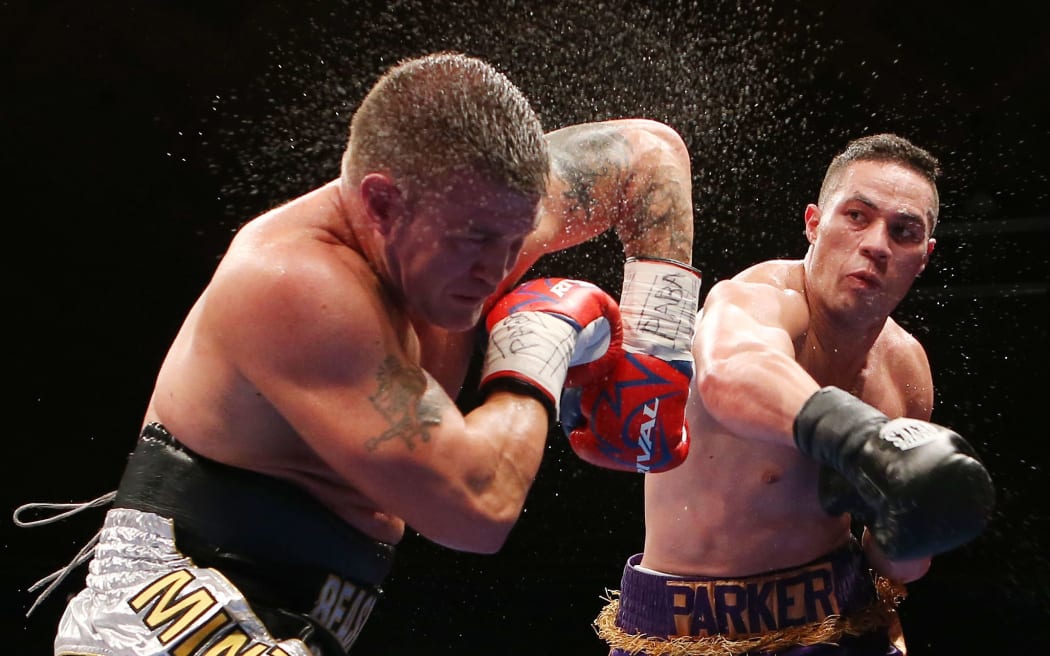 New Zealand heavyweight boxer Joseph Parker fights American Brian Minto in Manukau.