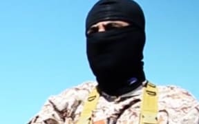 An image from a video purportedly showing the execution of Ethiopian Christians in Libya.