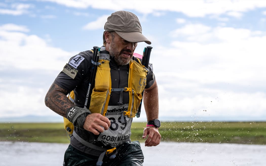 Inia Raumati taking part in a Ultramarathon in Gobi.

For use only with story on Inia Raumati - Not for generic use