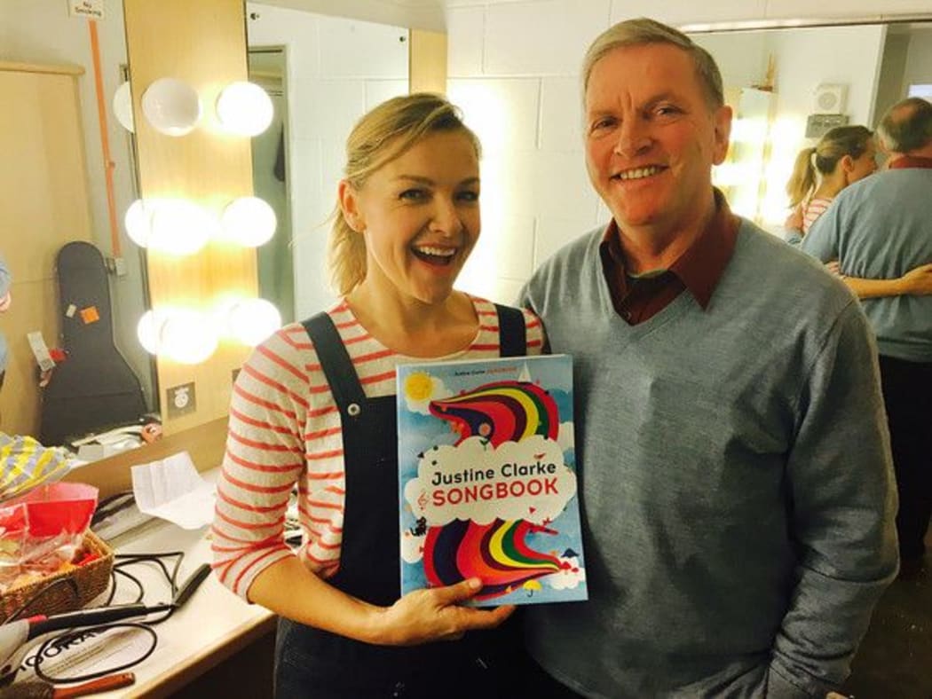 Arthur Baysting with Australian performer and TV presenter Justine Clarke.