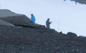 Rock and snow at Whakapapa ski field.