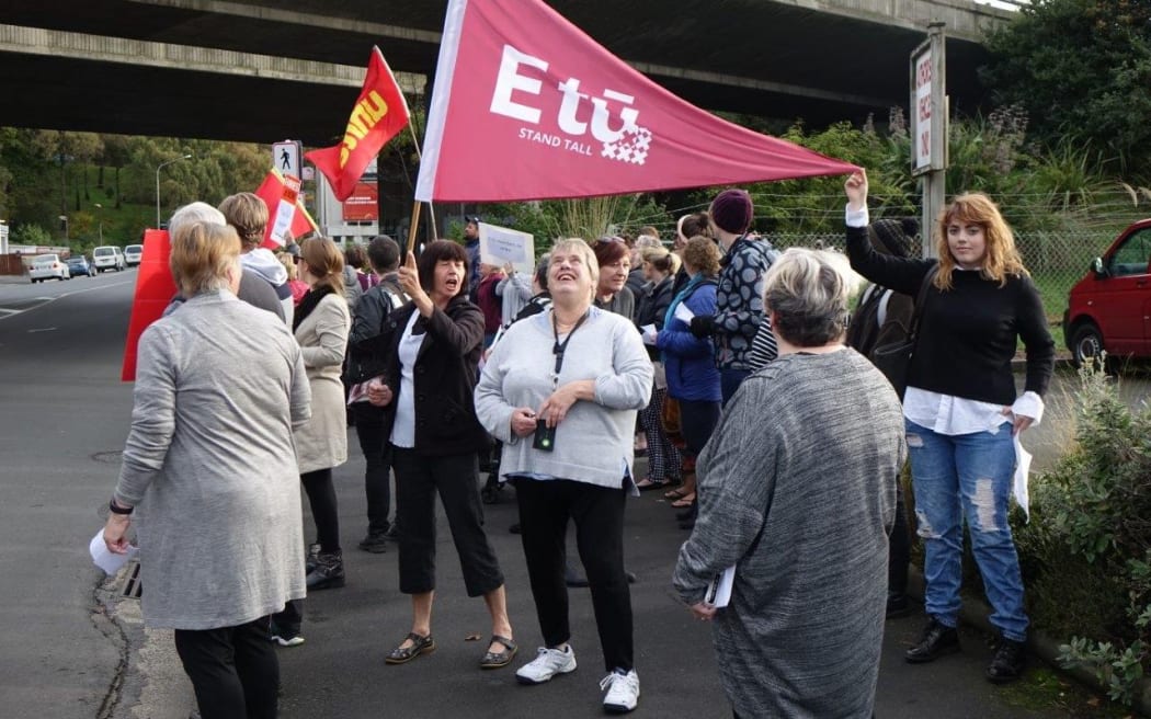 IDEA Services staff on strike in Dunedin today.