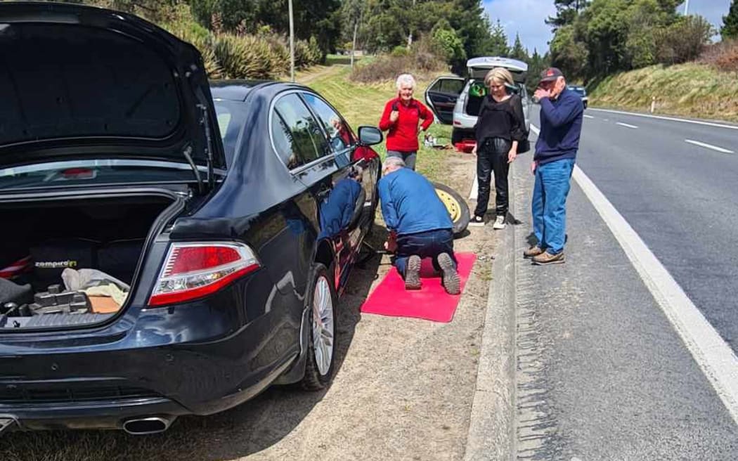 This car was damaged by potholes opening on State Highway 5.