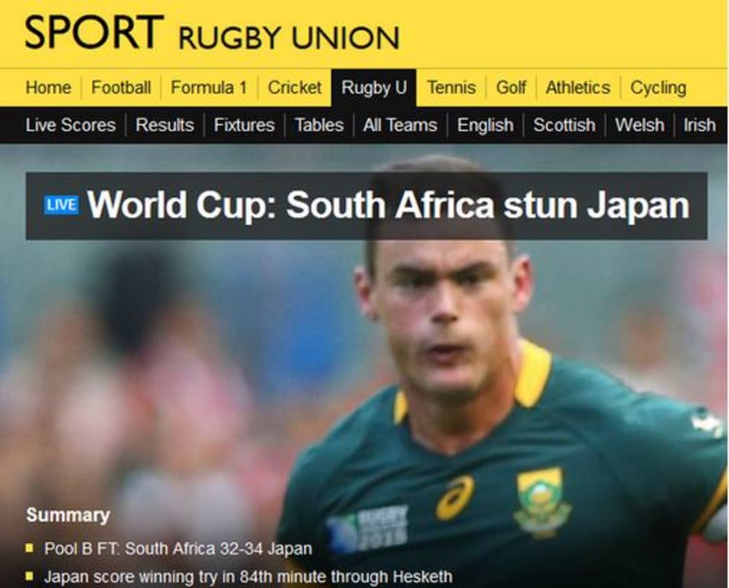 Screenshot of BBC mistake