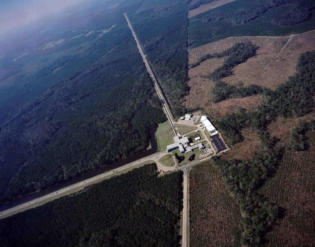 An aerial views of LIGO Livingston Laboratory.