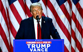 Former US President and Republican presidential candidate Donald Trump speaks during an election night event at the West Palm Beach Convention Center in West Palm Beach, Florida, on November 6, 2024. - Republican former president Donald Trump closed in on a new term in the White House early November 6, 2024, just needing a handful of electoral votes to defeat Democratic Vice President Kamala Harris. (Photo by Jim WATSON / AFP)