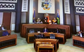 Solomon Islands new governor general Reverend David Vunagi addresses parliament. 29 July 2019