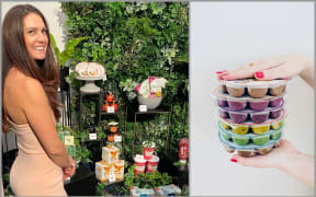 Left: Tracey Moffitt. Right: Naked Nectar smoothie packages.