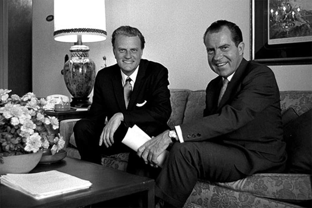 Evangelist Billy Graham with former US President Richard Nixon in 1968.