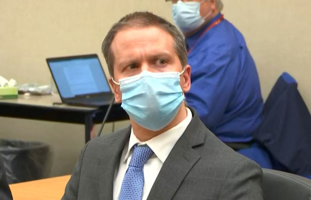 (FILES) In this file screenshot obtained from video feed via Court TV taken on April 20, 2021, former Minneapolis police officer Derek Chauvin listens to the verdict in his trial in the killing of George Floyd, in Minneapolis, Minnesota.