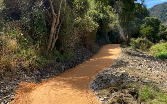 A section of the newly surfaced Waimate Trail through DoC land