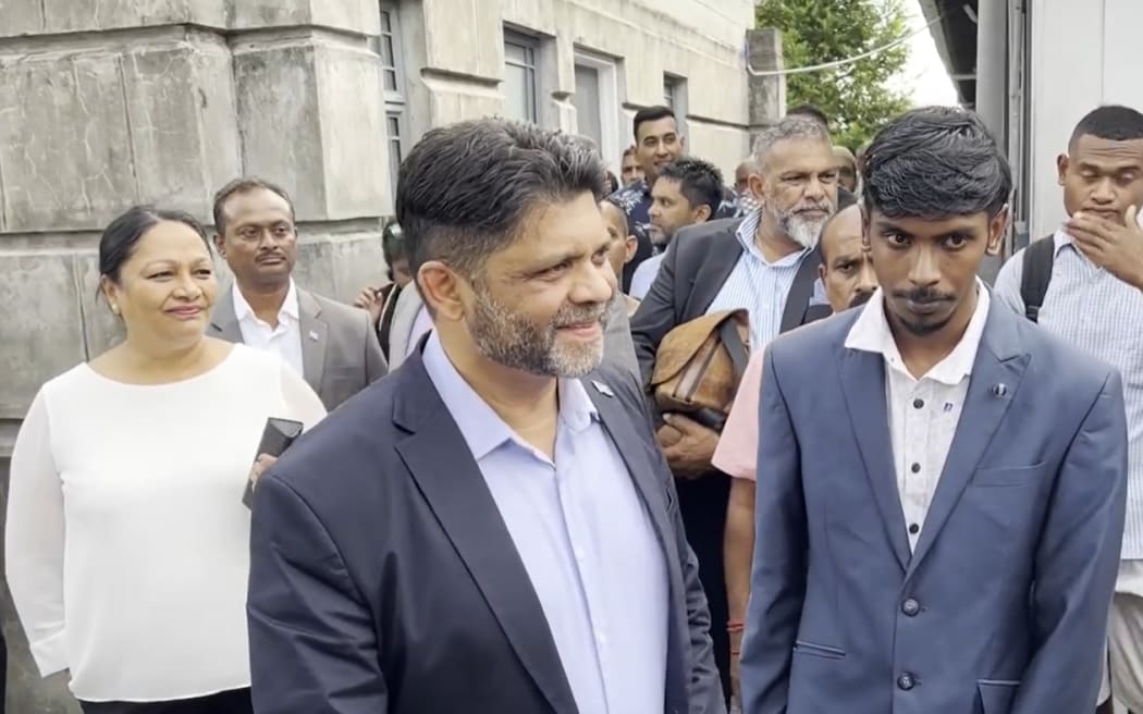 Aiyaz Sayed-Khaiyum outside courthouse on 2 May 2023.