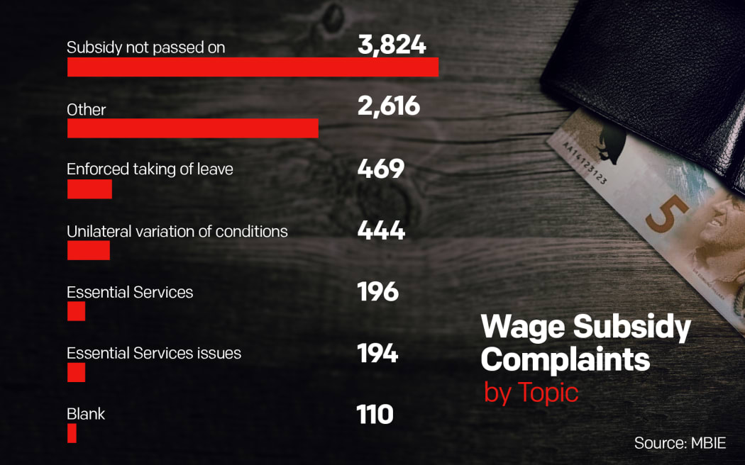 Wage Subsidy Complaints by topic. For use with Subsidy Complaints due for publishing on 7.9.2020.