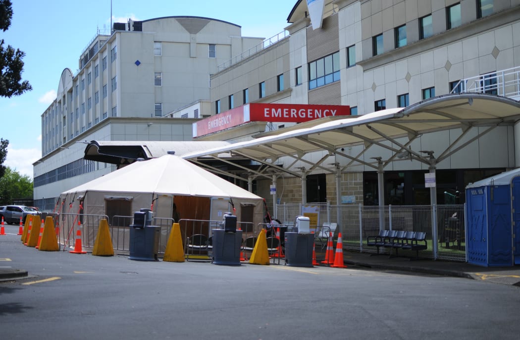 A tent to triage patients entering Middlemore Hospital’s emergency department.