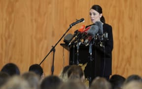 Prime Minister Jacinda Ardern speaking at Cashmere High School.
