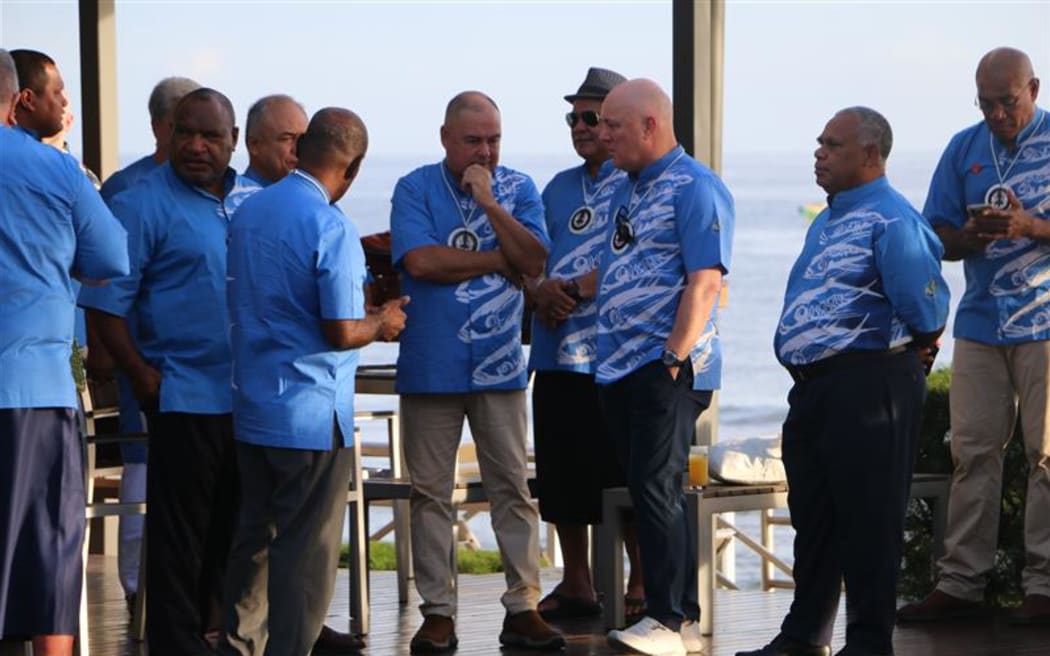 New Zealand Prime Minister Christopher Luxon with Pacific leaders at Pacific Islands Forum Leaders' Meeting. 11 September 2025.