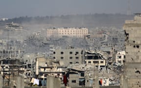 A picture taken from Jabalia city inside the Gaza Strip shows the Indonesian hospital in Beit Lahia amid destroyed buildings, in the north of the Gaza Strip, on 28 June, 2025.