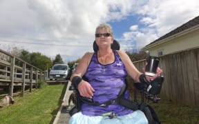 HNZ tenant Donna Sutherland on the access path she paid to have built.