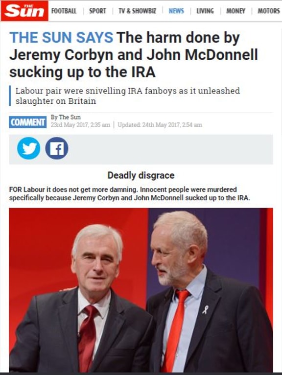 The Sun seized on the bombing to hammer Labour's leaders even though political party campaigning was suspended.