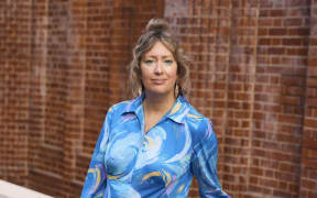 . Lisa Beauchamp outside Gus Fisher Gallery